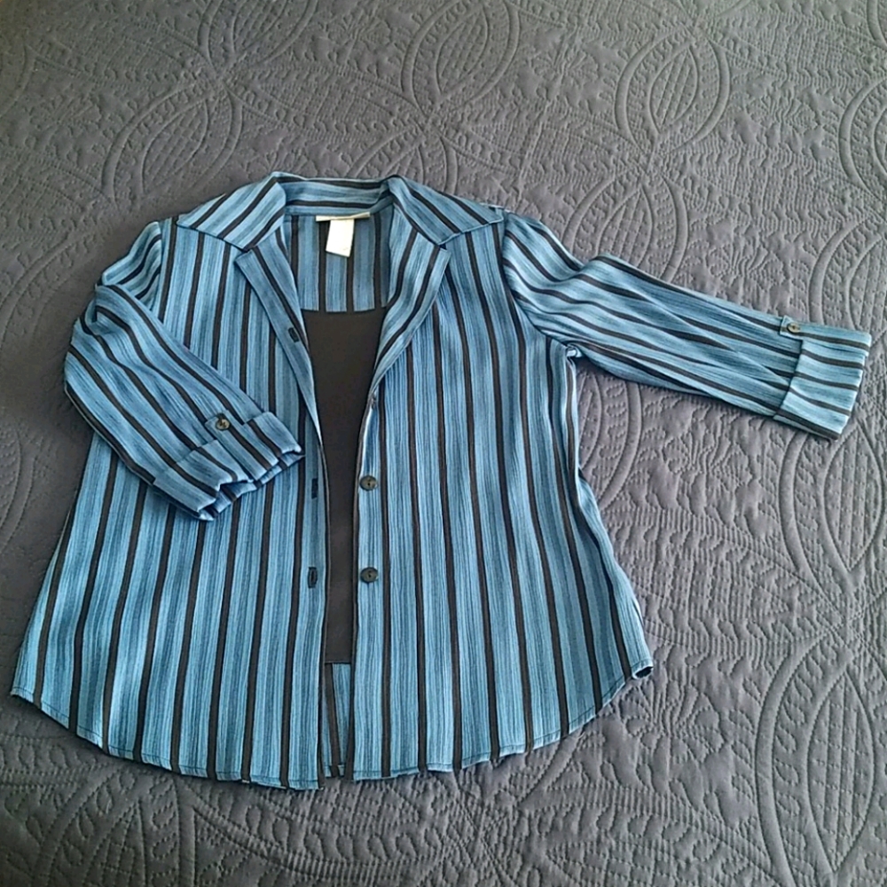 rayon/poly blouse w/attached black tank.